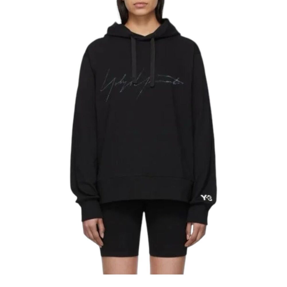Y-3 Yohji Yamamoto Adidas Signature Logo Pullover Hoodie Black XS